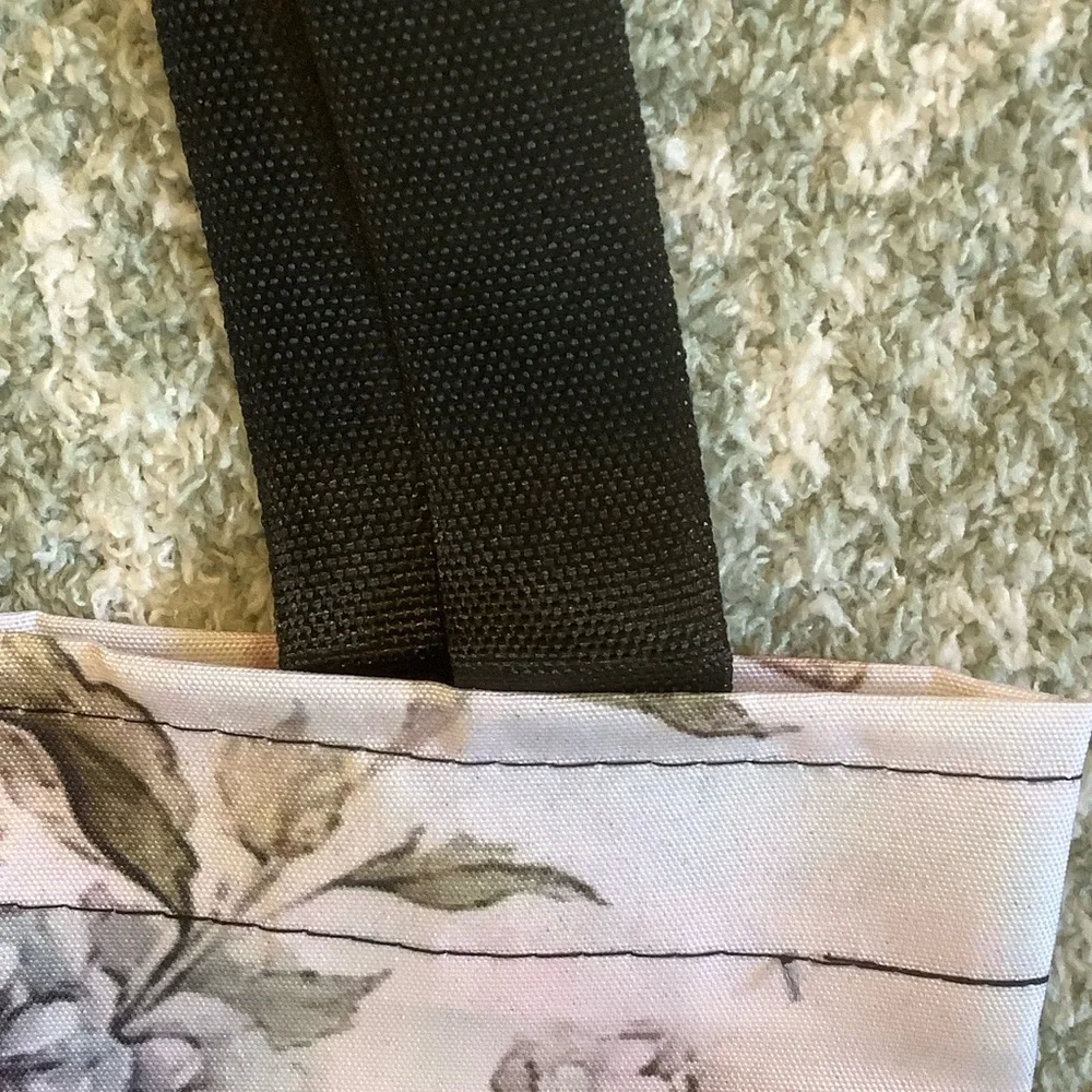 Floral Bouquet Mason Jar Butterflies Shabby Chic Polycanvas Tote Bag NWT 14x16 - Picture 9 of 13